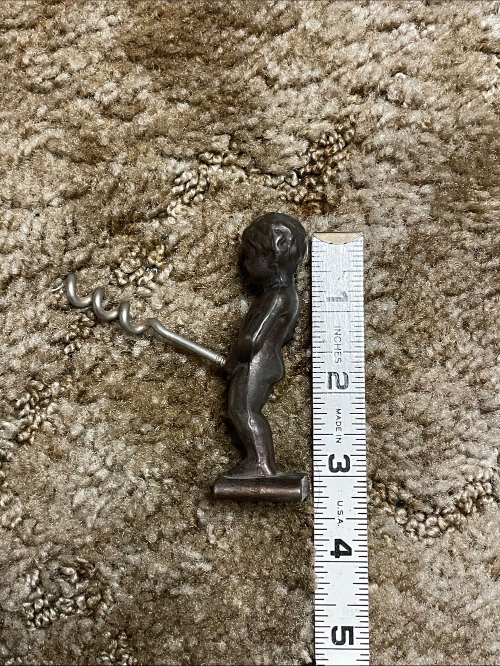 Vintage Brussels Manneken Pis Souvenir Corkscrew, 1950's Approximate 3”